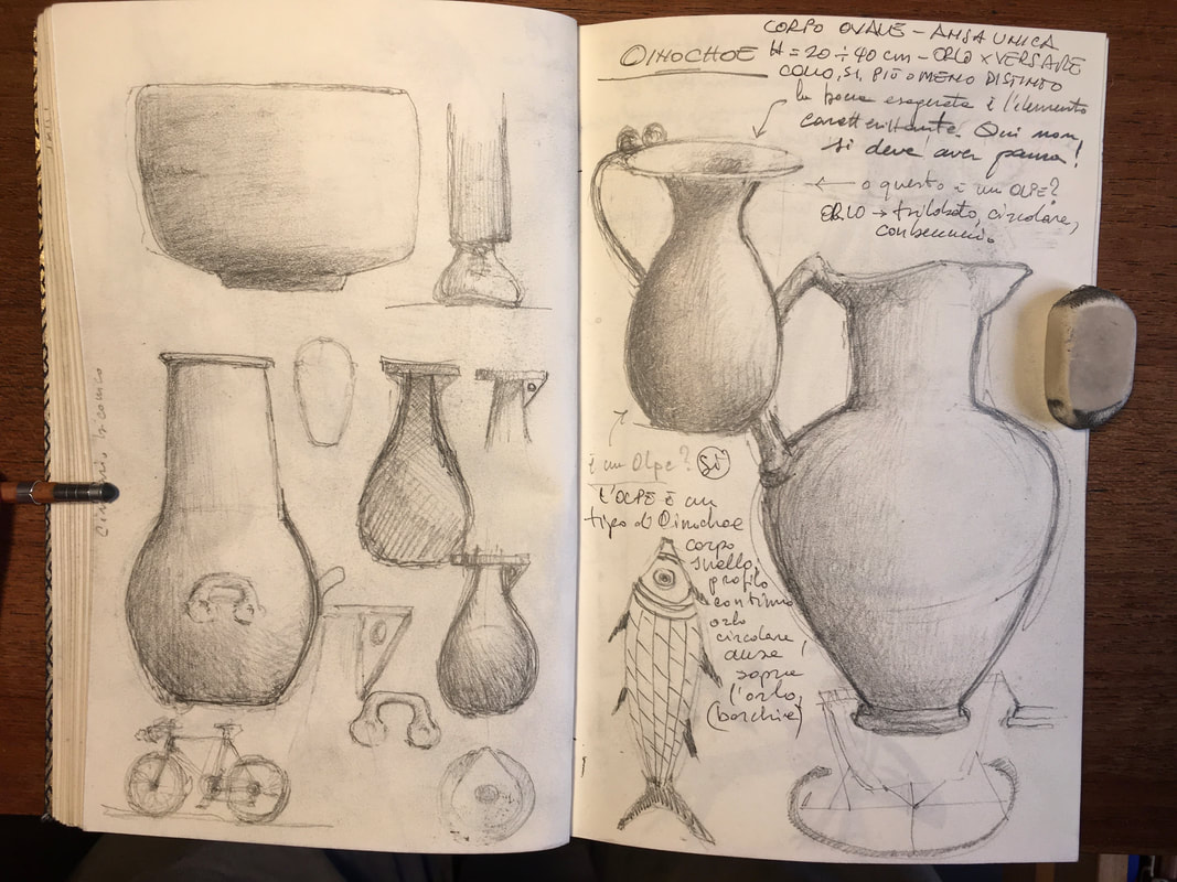 Bozze di appunti progettuali di opere ceramiche realizzata da Cono9